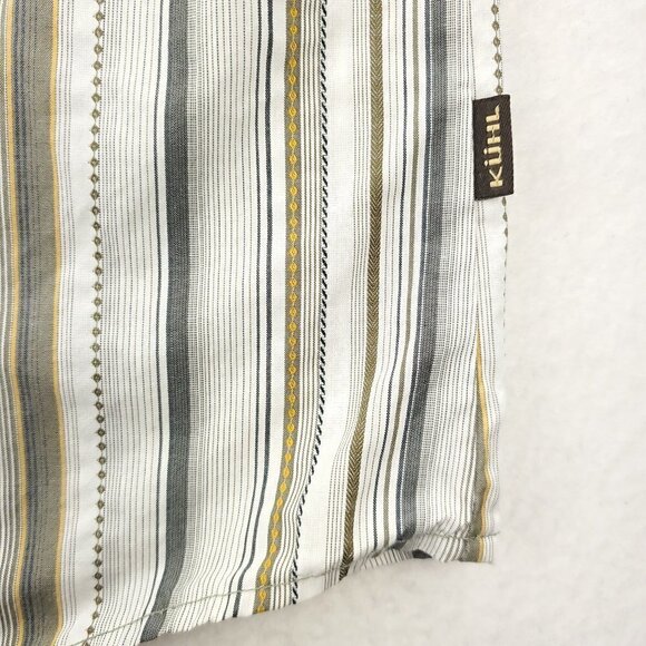 KUHL Suncel Shirt Men's XL Button Up Short Sleeve Striped Hiking Metal Buttons - Picture 5 of 11